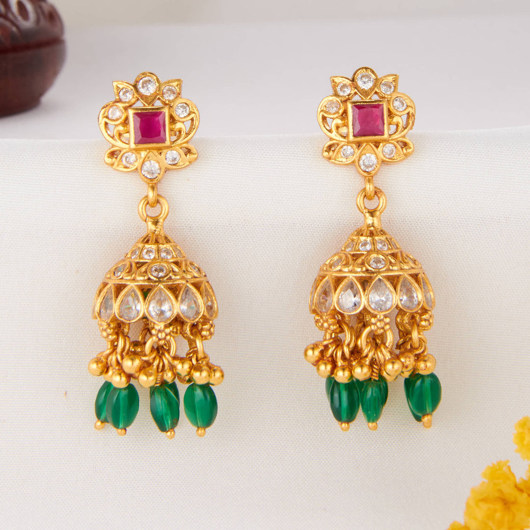 Elegantly Composed Stone Jhumkas