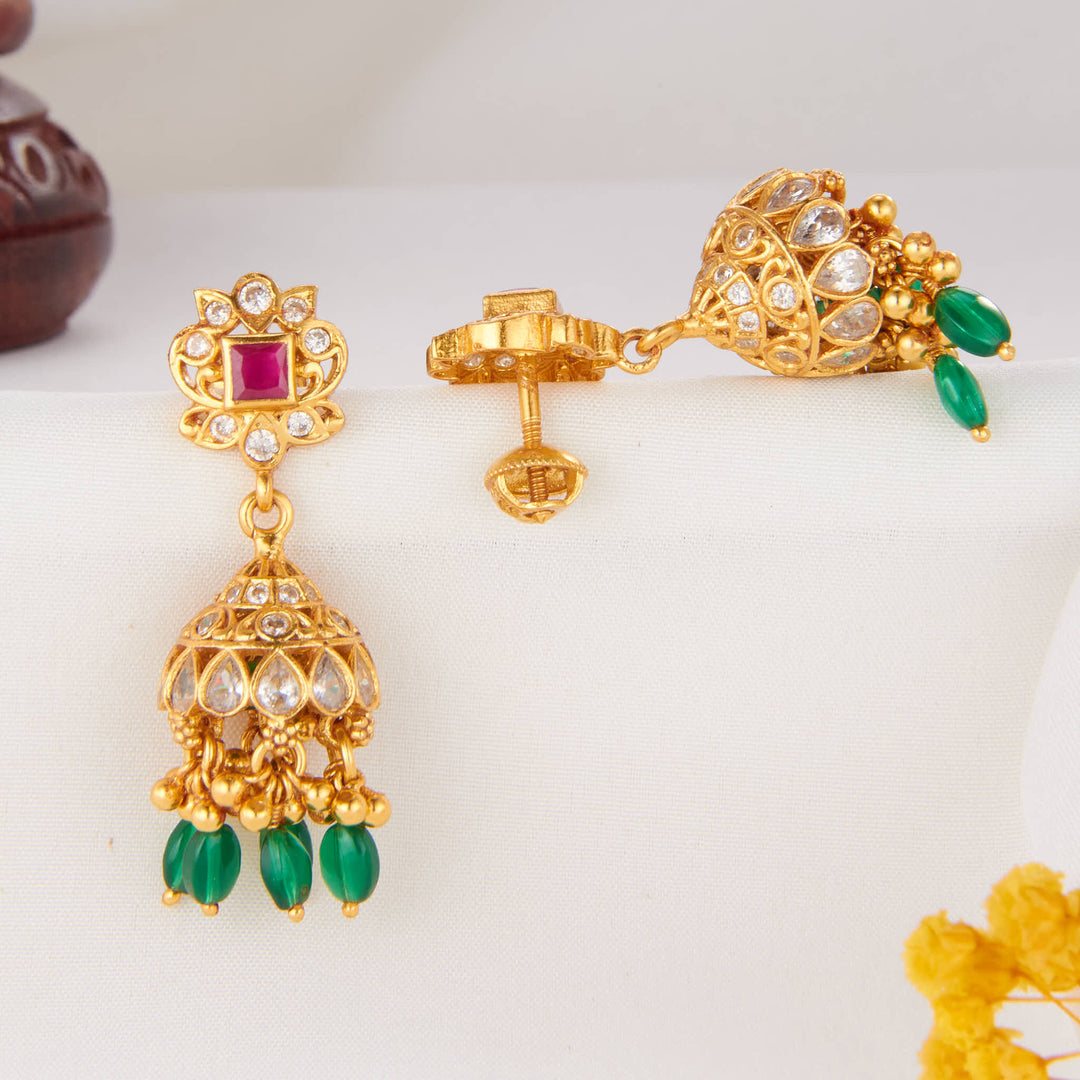 Elegantly Composed Stone Jhumkas