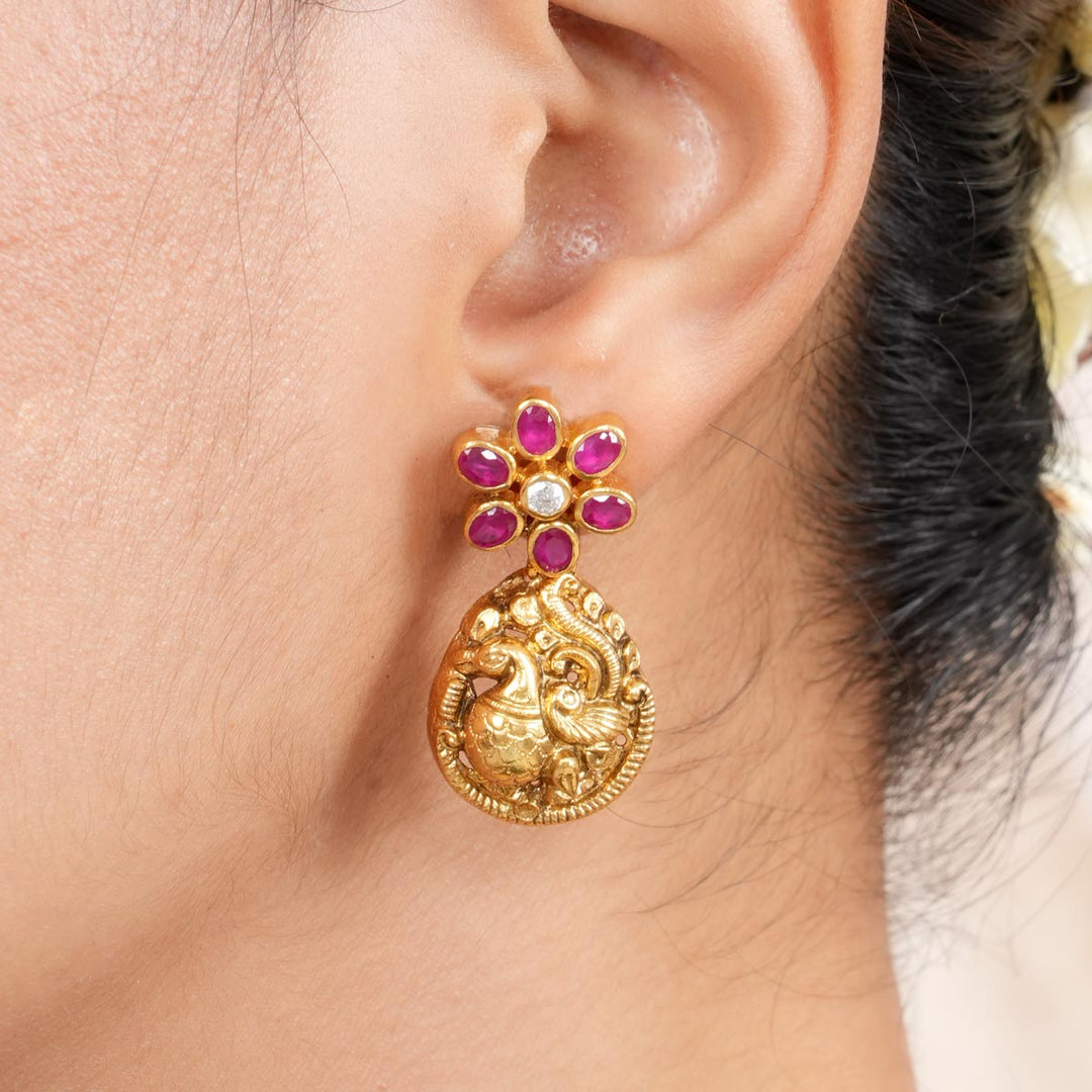 Buy Peacock Earrings Gold Plated Silver Oxidised Earrings