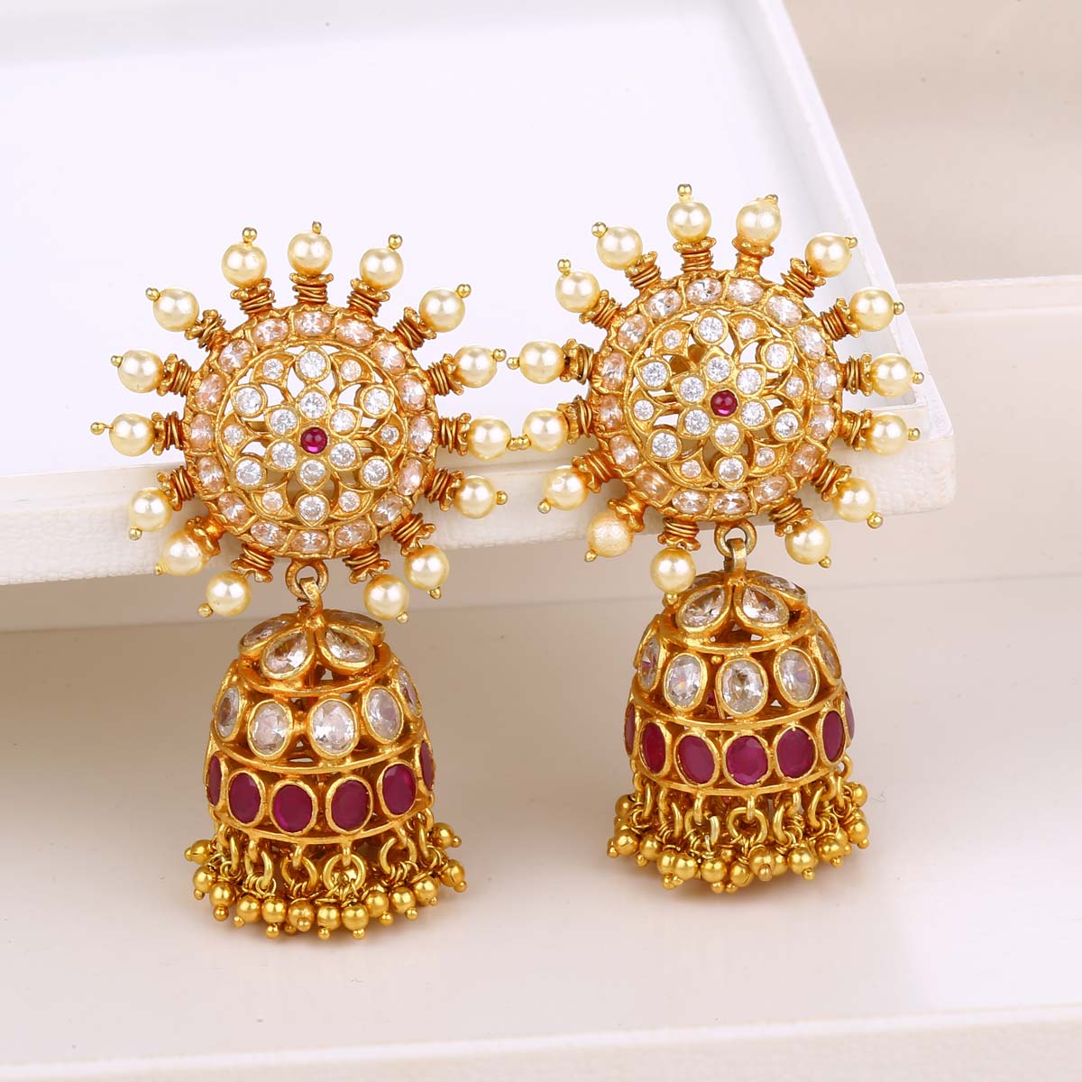 Buy Peach Jewels Handcrafted Brass Earrings online in India at Best Price |  Aachho