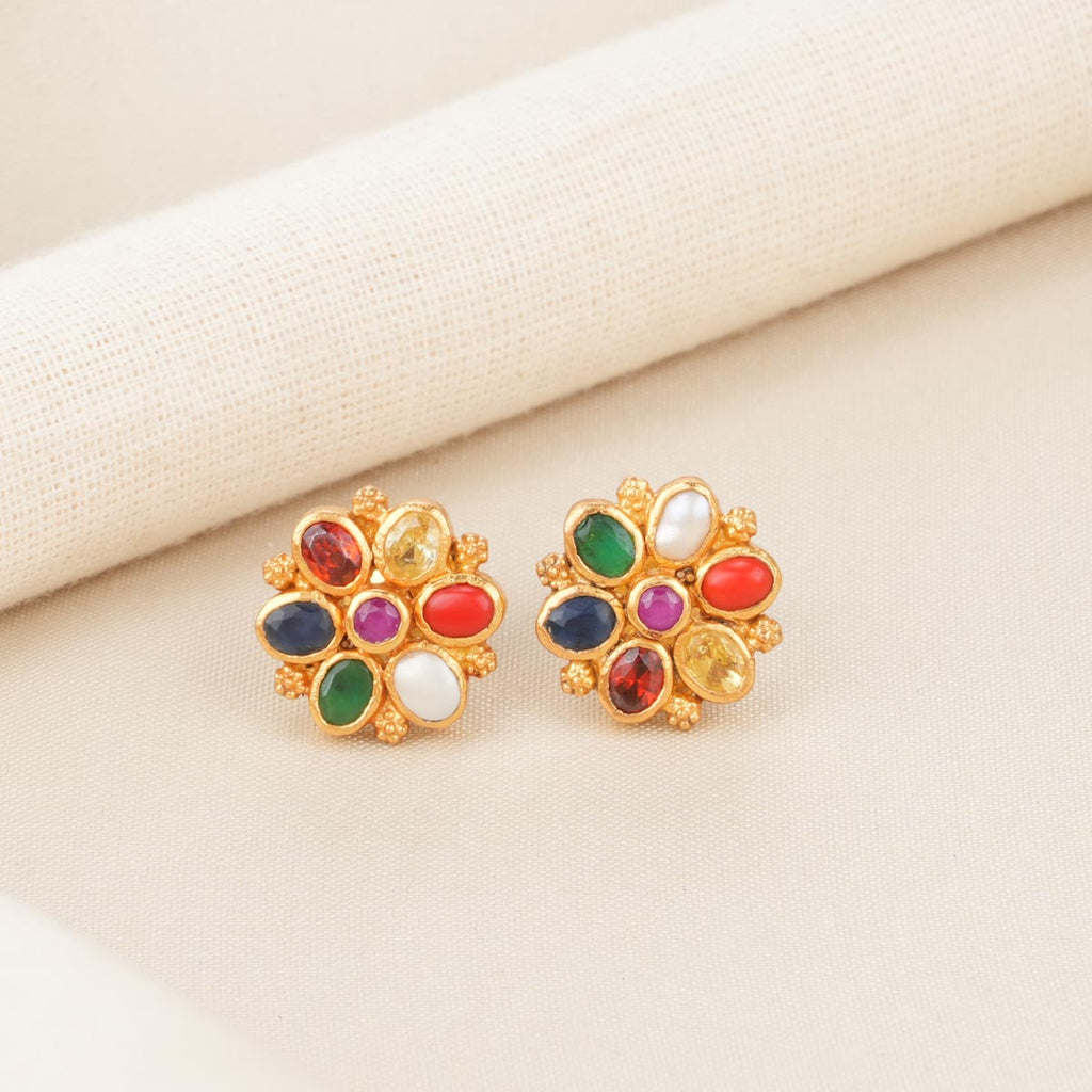 Semi Precious Gemstone Stud Earrings Assorted 2 Designs in 2 Stones