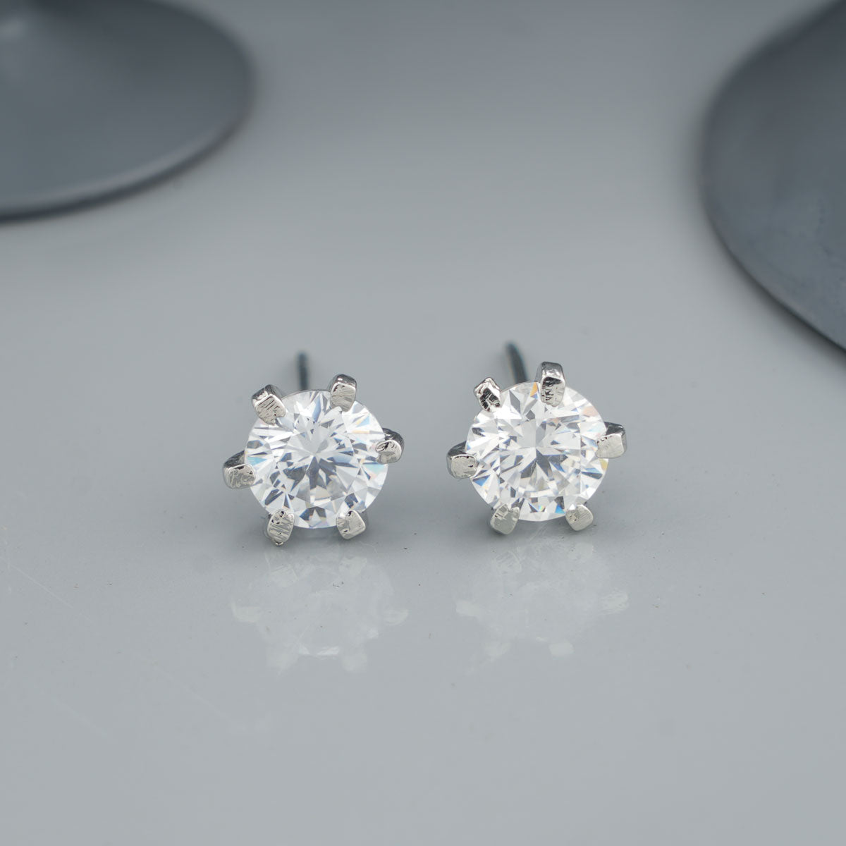 2019 Simple Romantic Crystal Stone One Round Stud Earrings For Women  Rhinestone Ceramic Earrings For Party