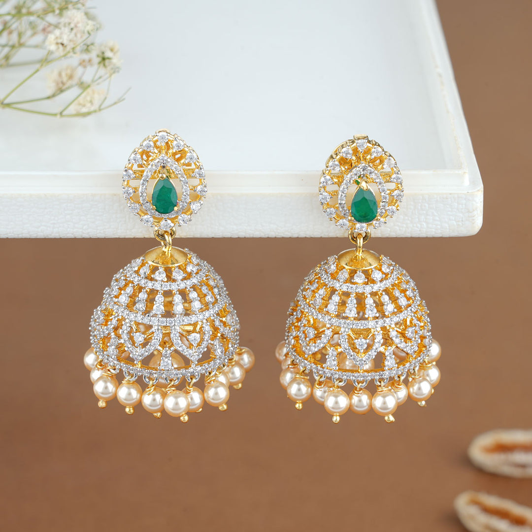 Narcissus Diamond Design Jhumkas – The Amethyst Store