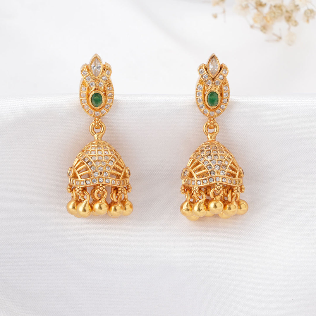 Buy Enticing Jhumkas Gold Plated Silver Stone Earrings