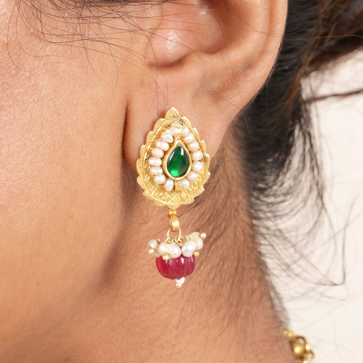 Leaf Designed Drops Earrings