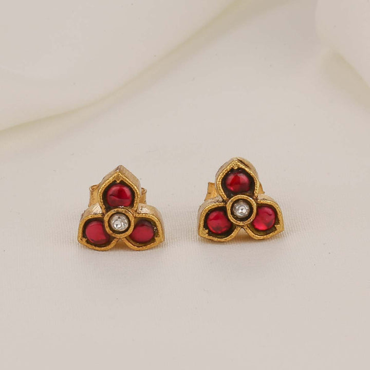 Red Kundan Studs
