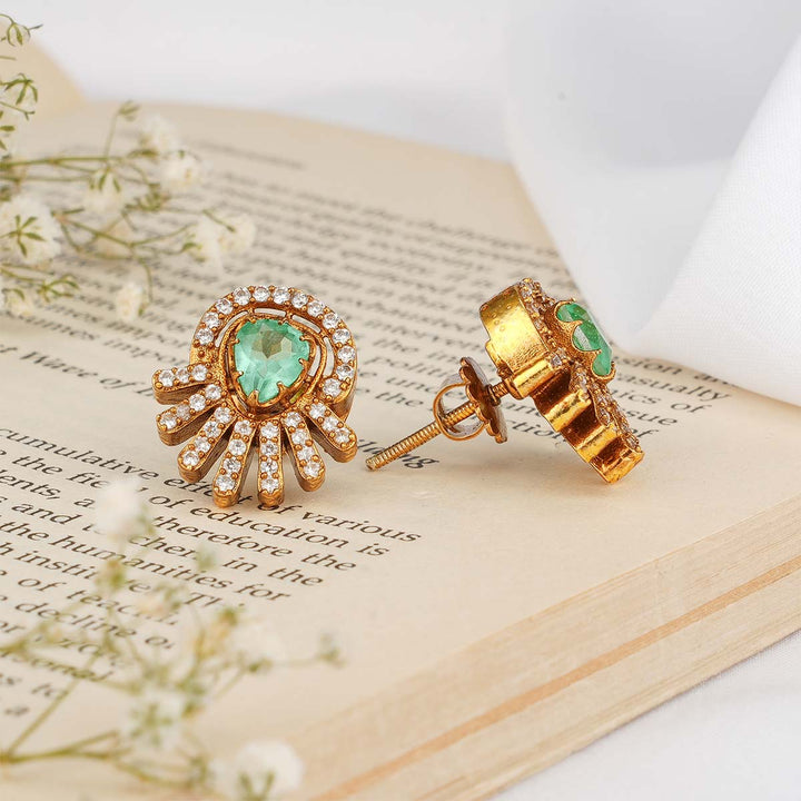 Shinning Green Victorian Studs