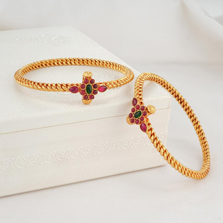 Gold Plated Silver Bangles with Stone | Silver Navarathana Stone ...