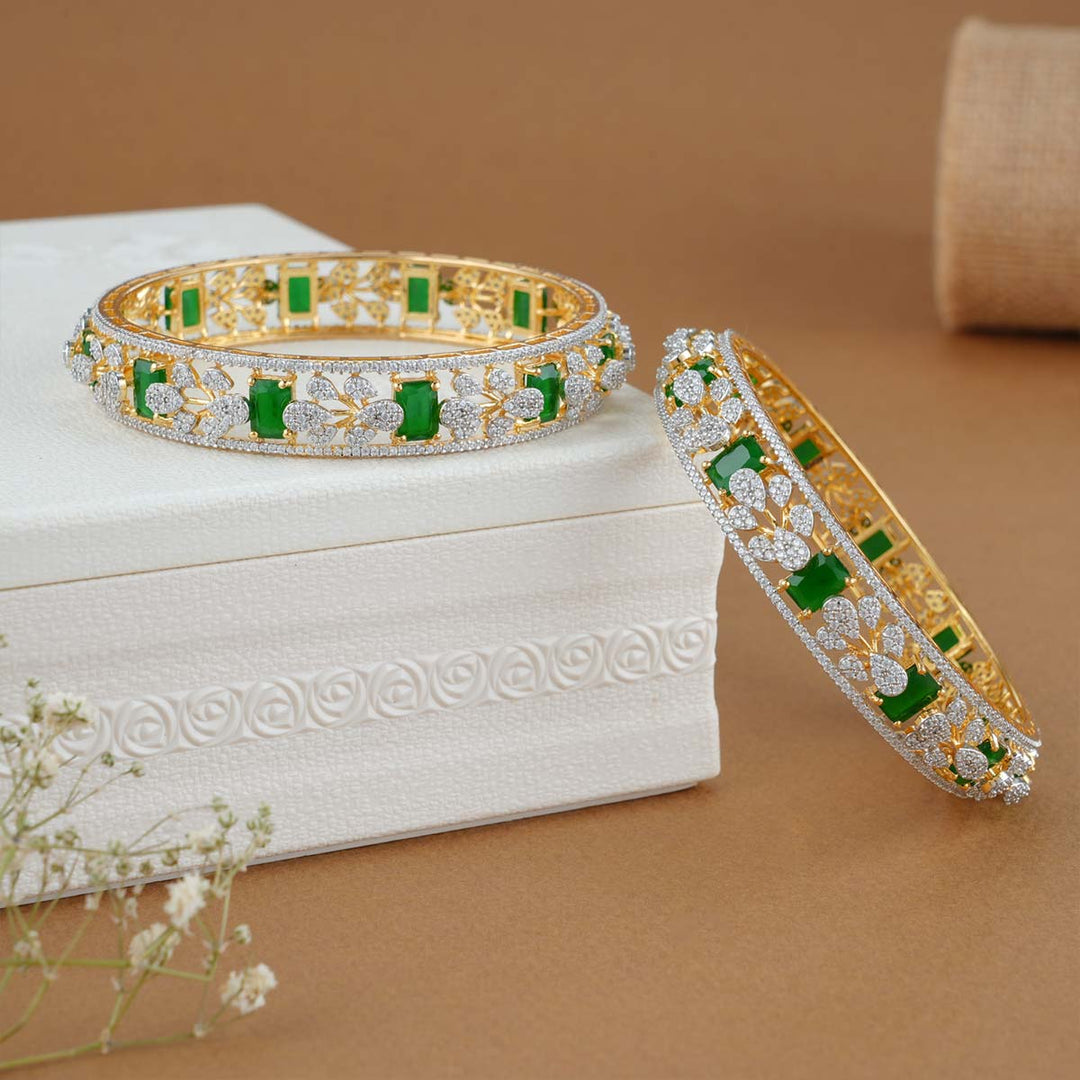 Makshin Diamond Design Bangles - AMS-107-1269-2.4"