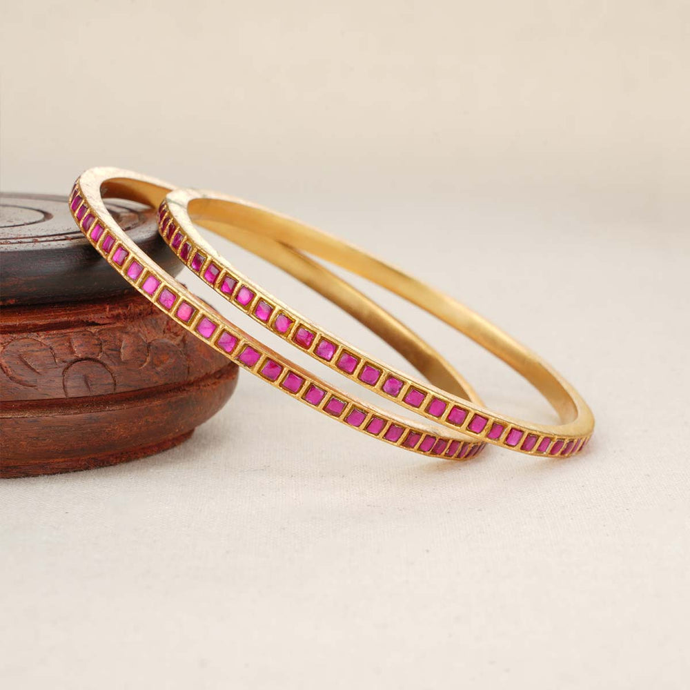 Vikshi Kundan Pair Bangle - AMS-107-1396-2.4"