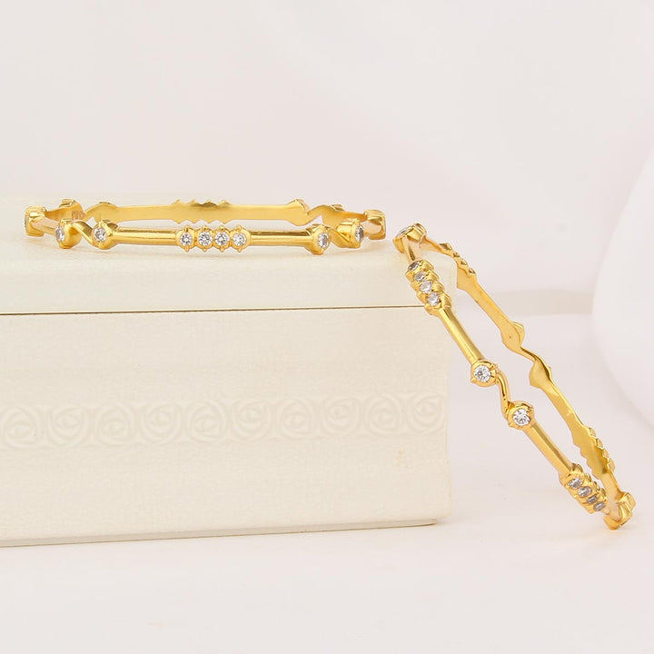 Ganisha  Diamond Design Pair Bangle - AMS-107-1611-2.4