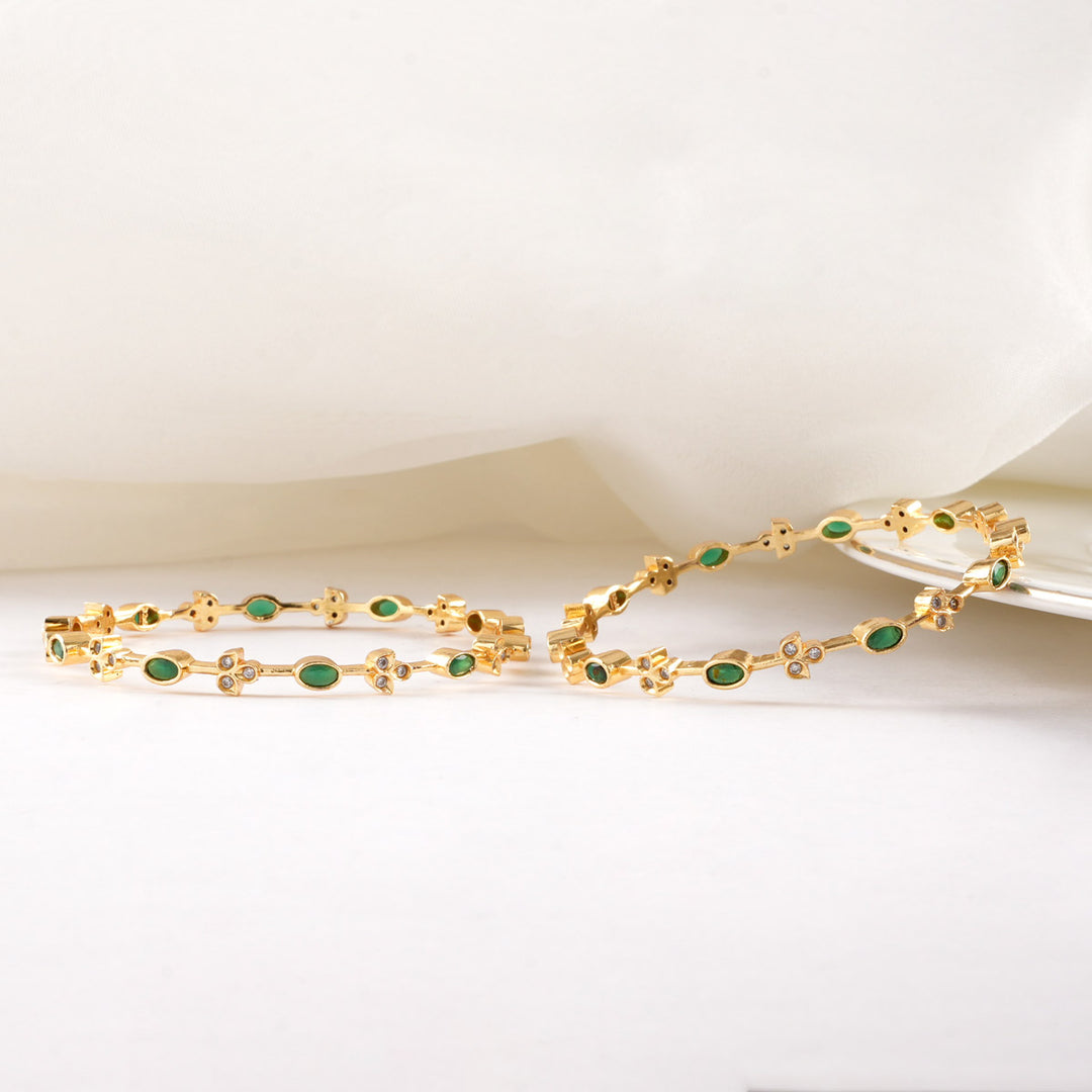 Shinning Green Stone Pair Bangle