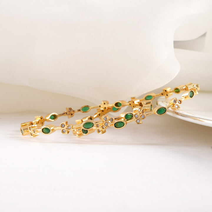 Shinning Green Stone Pair Bangle