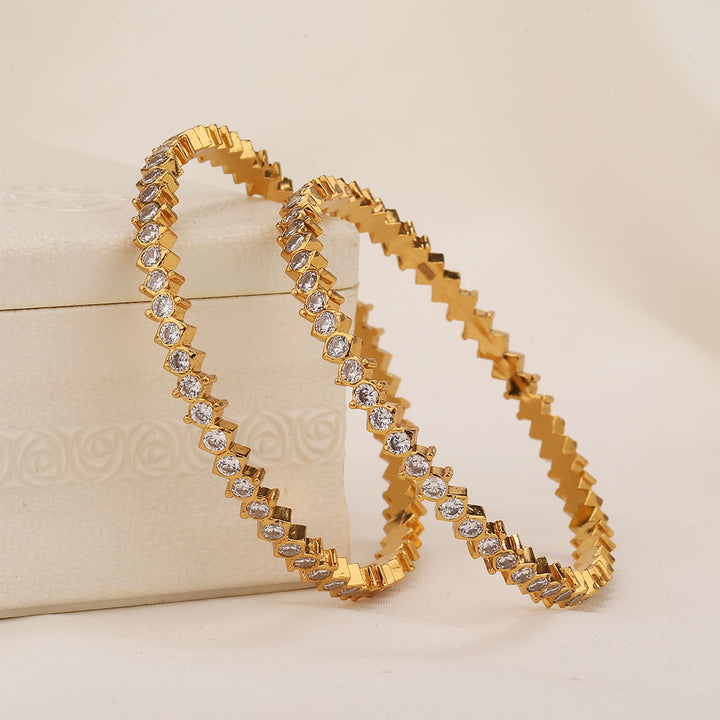 White Charm Stone Pair Bangle