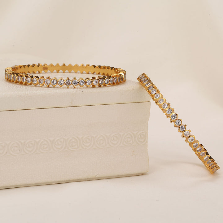 White Charm Stone Pair Bangle