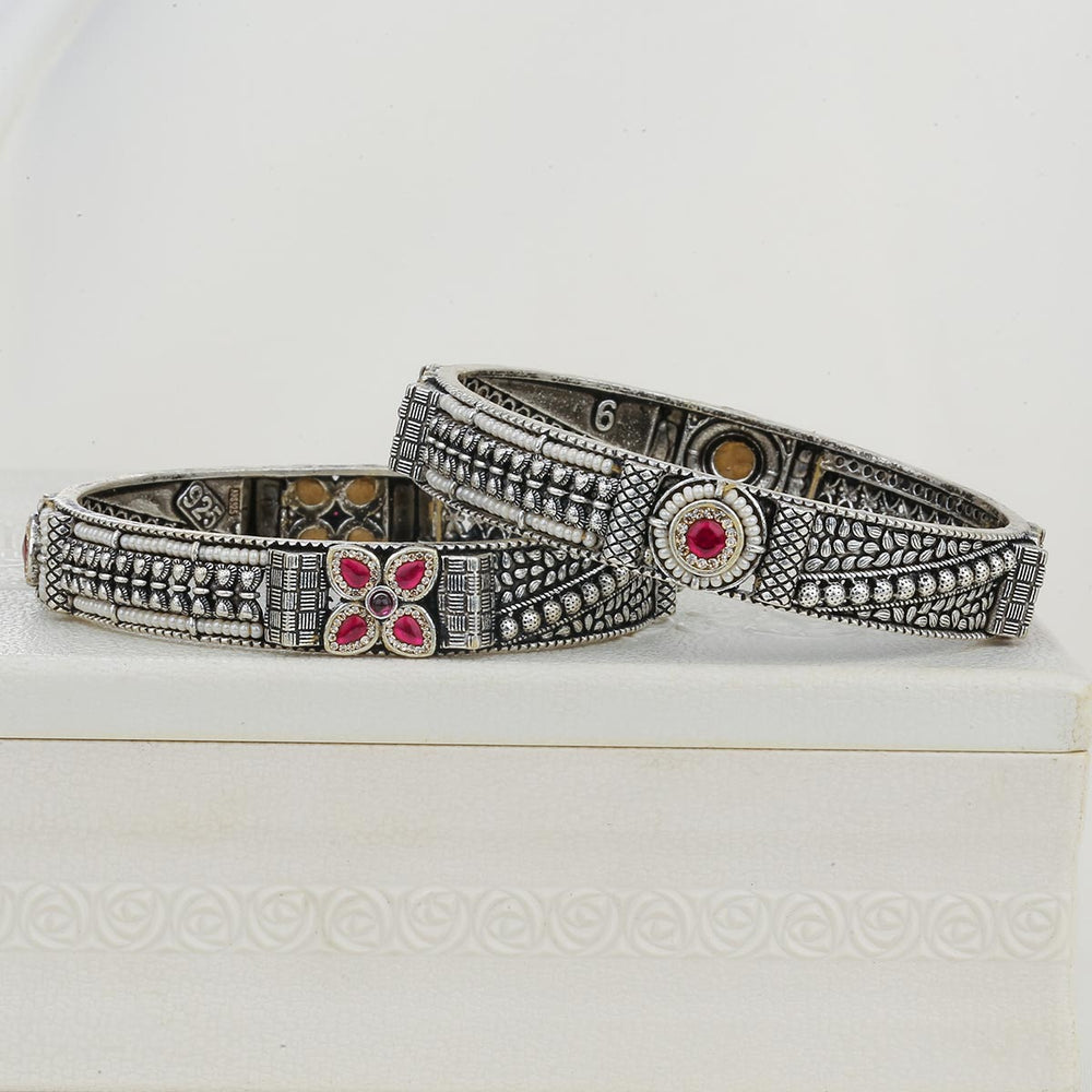 Rustic Glam Oxidised Pair Bangles - AMS-107-2365-2.6