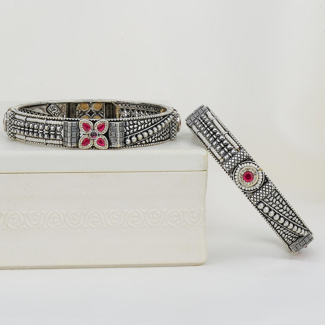 Rustic Glam Oxidised Pair Bangles - AMS-107-2365-2.6