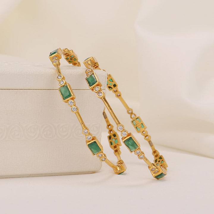 Shinning Green Stone Pair Bangles