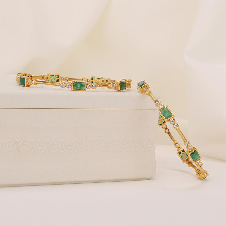 Shinning Green Stone Pair Bangles