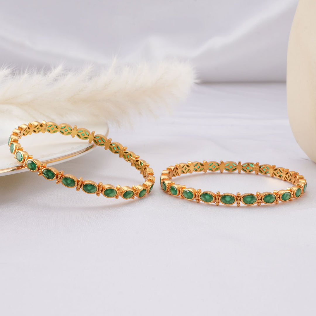 Greenish Stone Pair Bangle