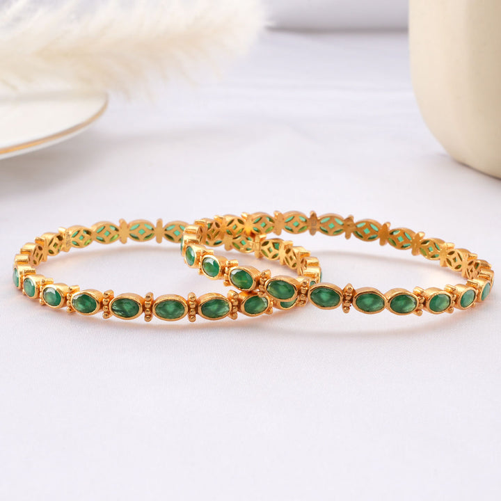 Greenish Stone Pair Bangle