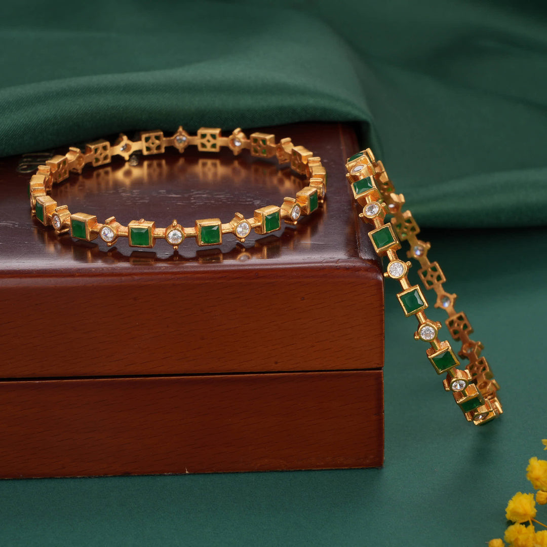 Glittering Stone Pair Bangles