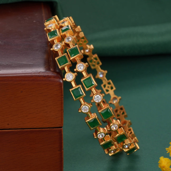 Glittering Stone Pair Bangles