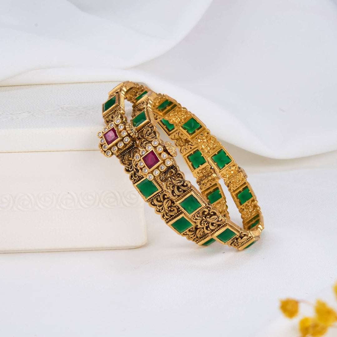 Charm Green Nagas Pair Bangles