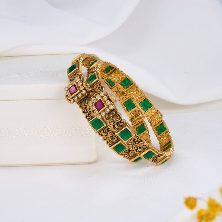 Charm Green Nagas Pair Bangles