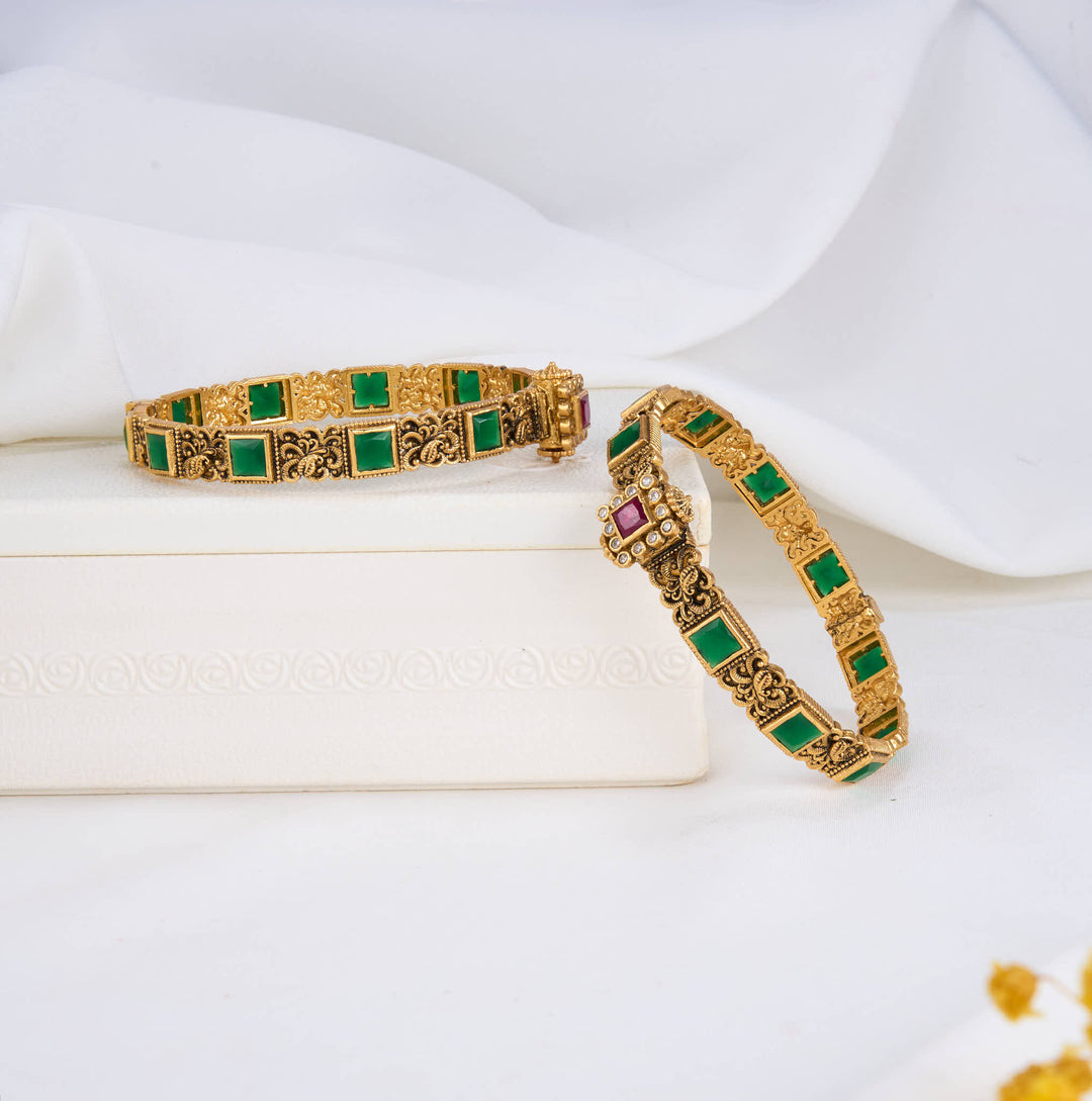 Charm Green Nagas Pair Bangles