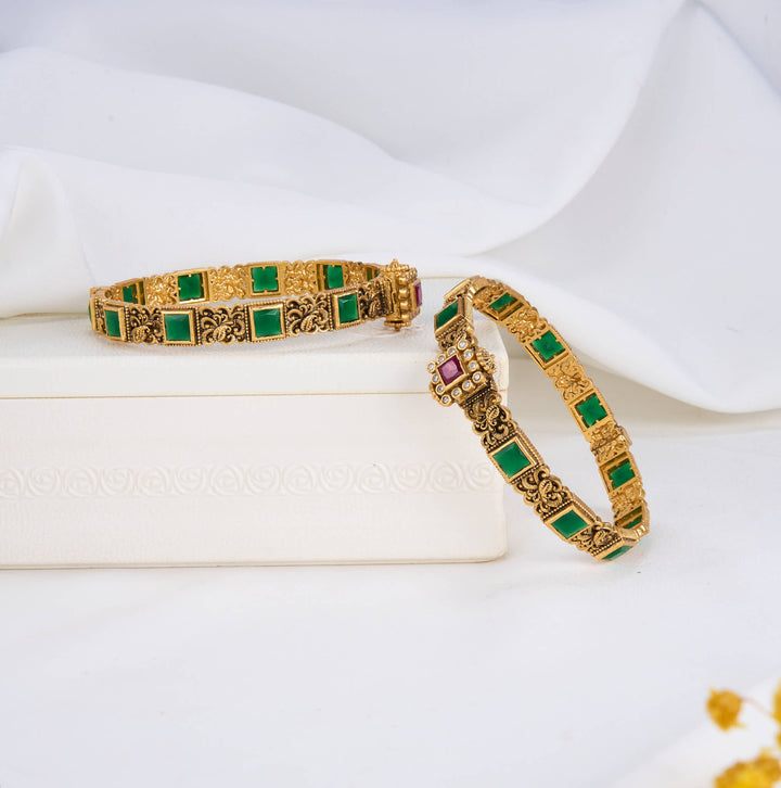 Charm Green Nagas Pair Bangles