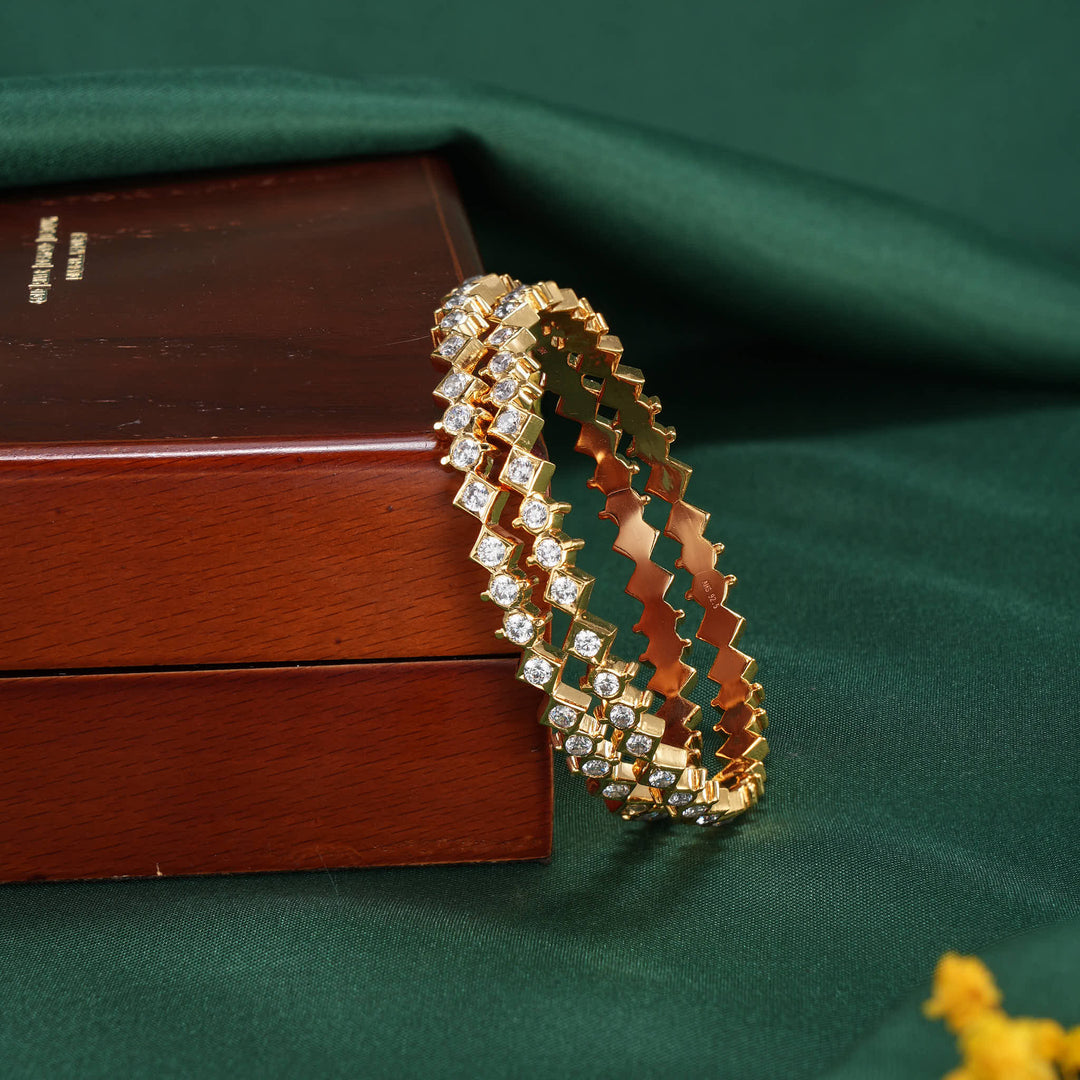 Dazzle Diamond Design Pair Bangles