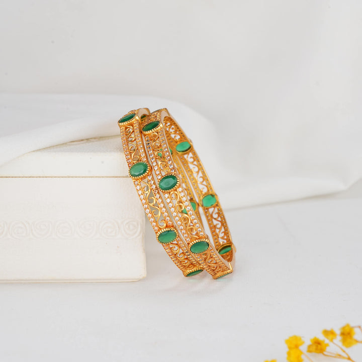 Green Stone Pair Bangles