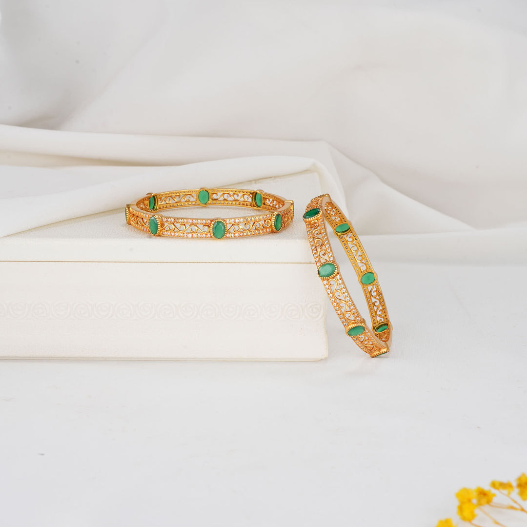 Green Stone Pair Bangles