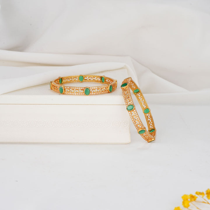 Green Stone Pair Bangles