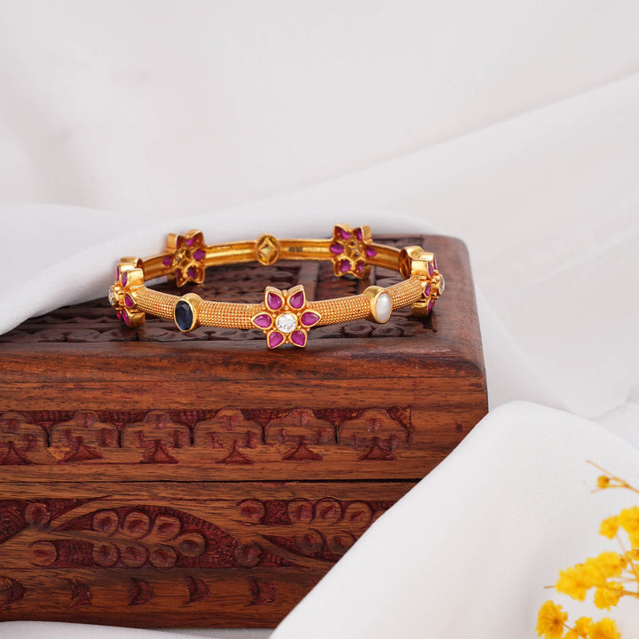 Floral-Inspired Stone Single Bangle