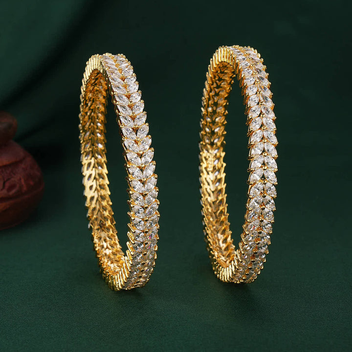 Leaf-Inspired diamond Design Pair Bangles