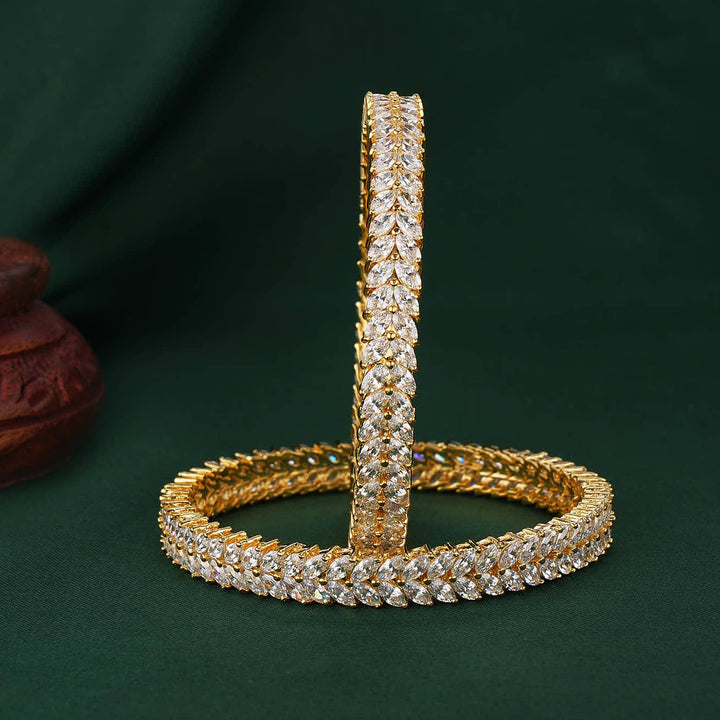 Leaf-Inspired diamond Design Pair Bangles