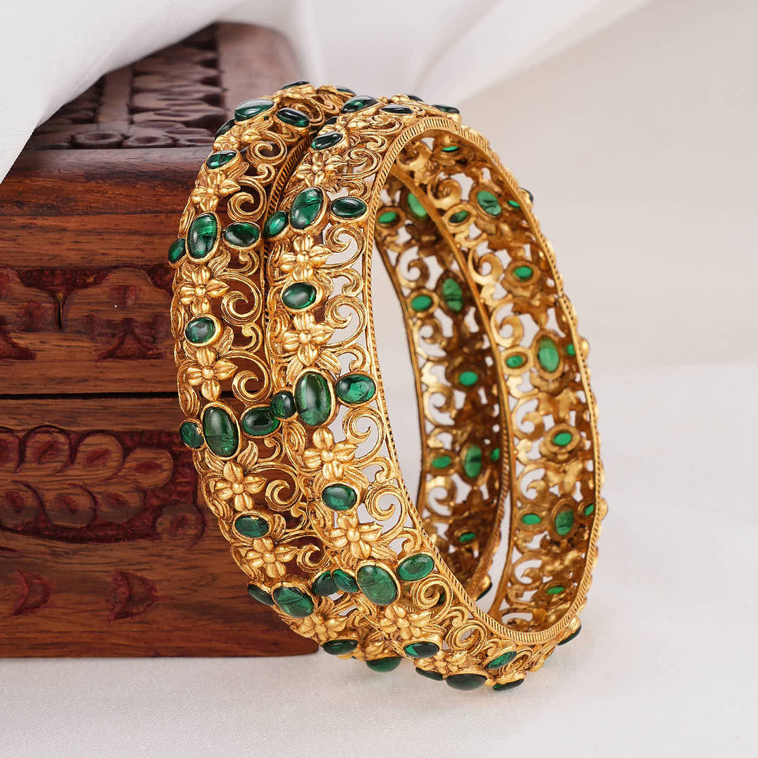 Verdant Brilliance Stone Pair Bangles