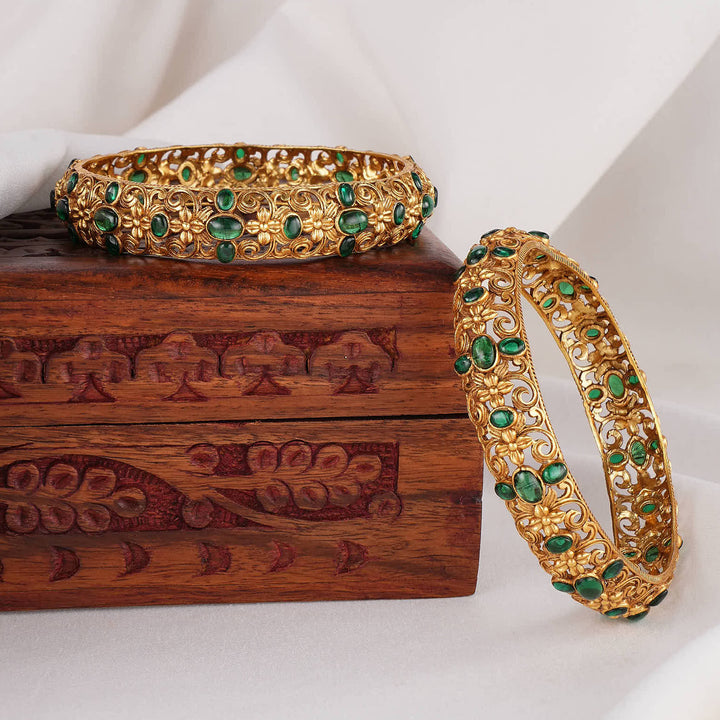 Verdant Brilliance Stone Pair Bangles