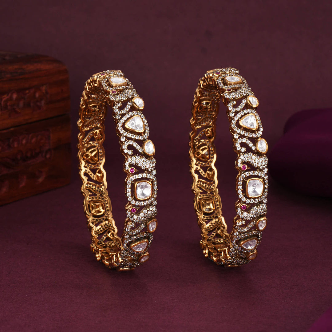 Shining Ornate Moissanite Pair Bangles