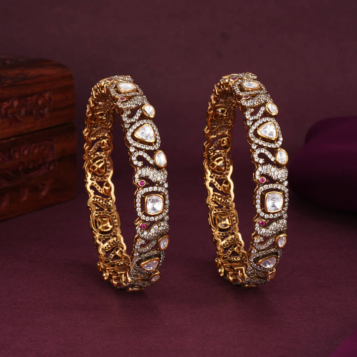 Shining Ornate Moissanite Pair Bangles