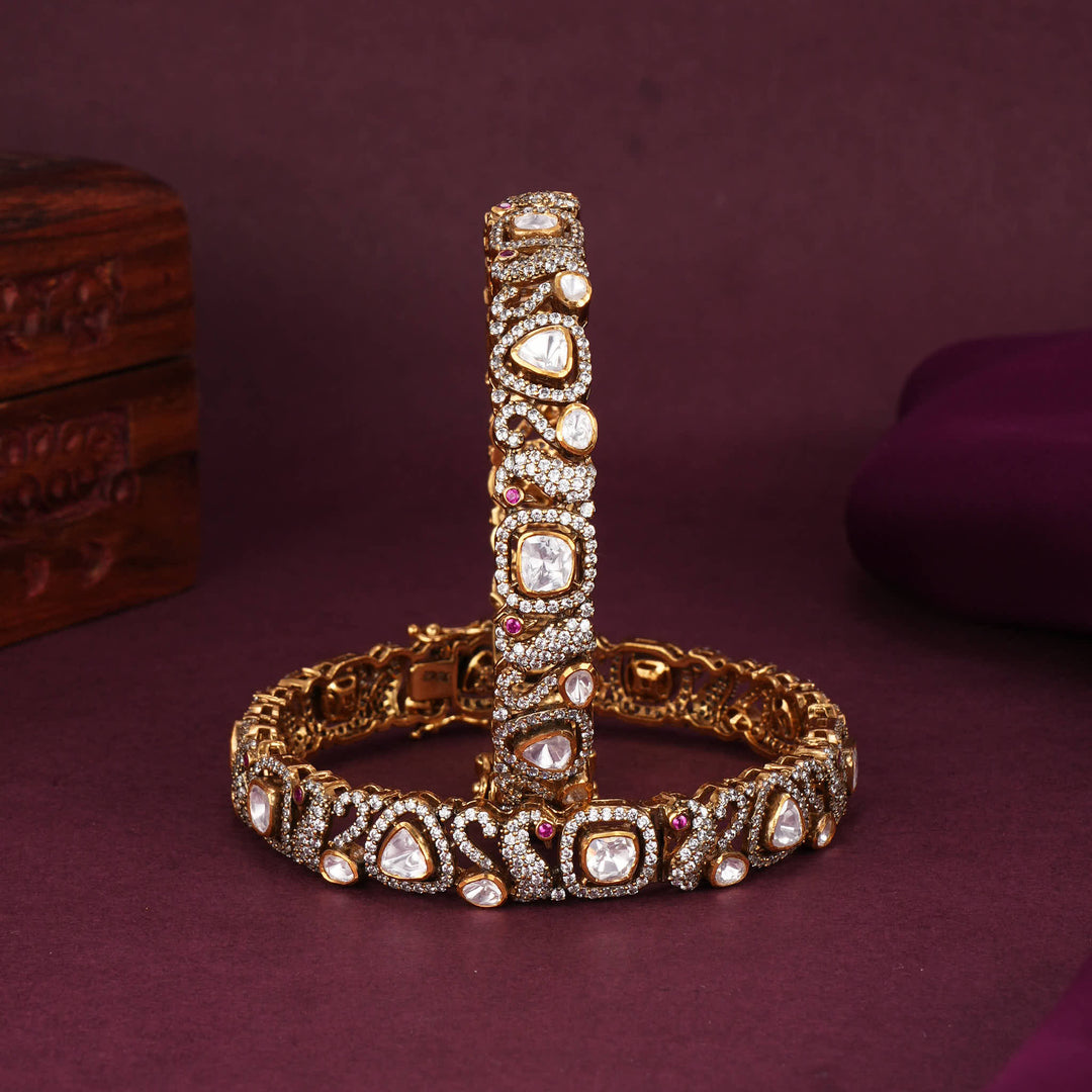 Shining Ornate Moissanite Pair Bangles
