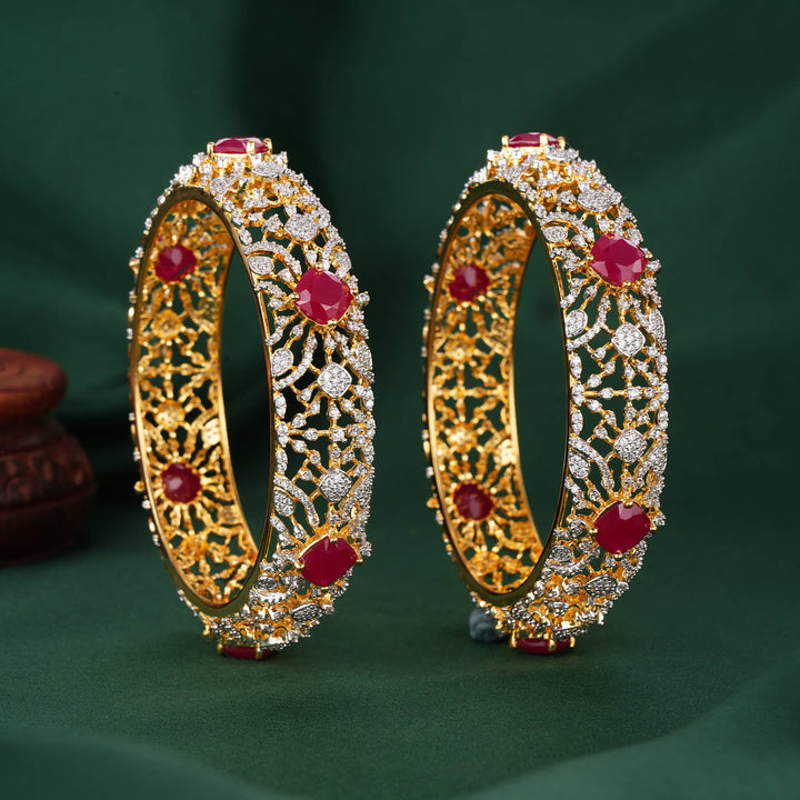 Bright With Brilliance Diamond Design Pair Bangles