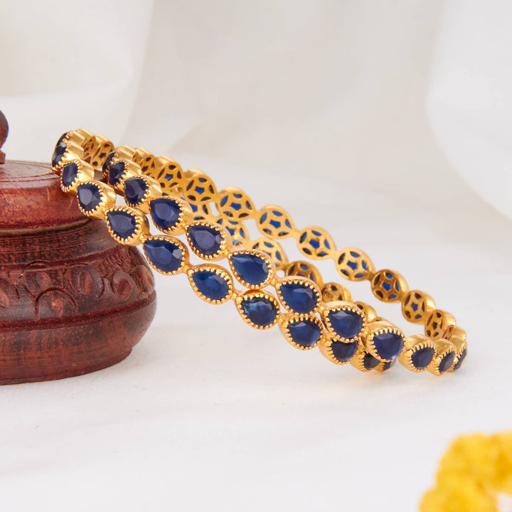 Regal-Blue Stone Pair Bangles