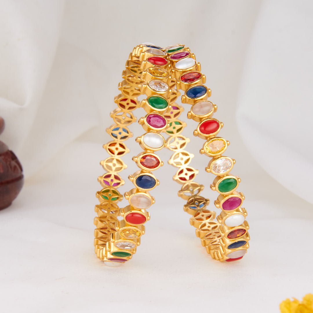 Chromatic Art Stone Pair Bangles