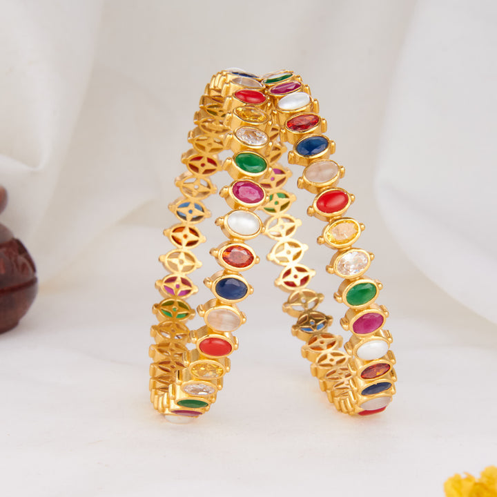 Chromatic Art Stone Pair Bangles