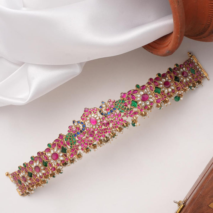 Peacock inspired Kundan Oddiyanam