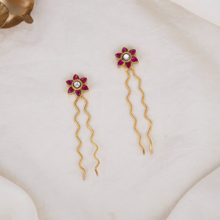 Floral Kundan Jada Hair Pin