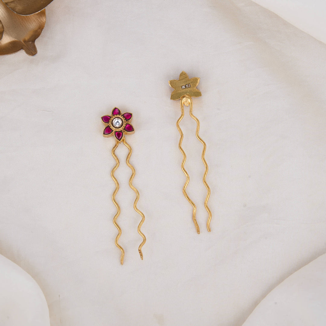 Floral Kundan Jada Hair Pin